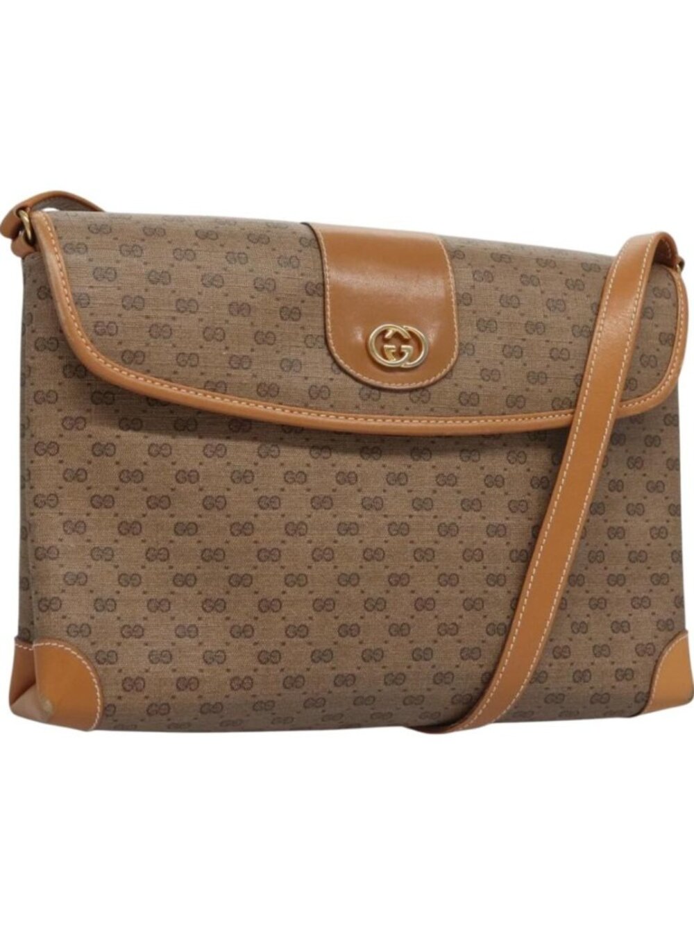 GUCCI Micro GG Supreme Shoulder Bag PVC Beige Gold 001 14 5364